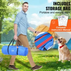 VEVOR Dog Agility Training Equipment, 4 PCS Set - Adjustable High Hurdles and Jump Ring, Puppy Obstacle Course Jump Starter Kit with Poles Storage Bag for Backyard, Indoor, Outdoor