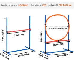 VEVOR Dog Agility Training Equipment, 4 PCS Set - Adjustable High Hurdles and Jump Ring, Puppy Obstacle Course Jump Starter Kit with Poles Storage Bag for Backyard, Indoor, Outdoor
