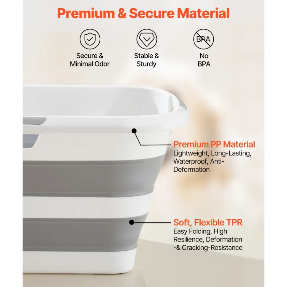 VEVOR Dog Bathtub, Collapsible Dog Bath Tub, Pet Bathing Grooming Wash Shower Station, Portable Space-saving & Stable Support, Built-In Drainage Hole for Small Pet Puppy Doggie Cat Outdoor, Gray White