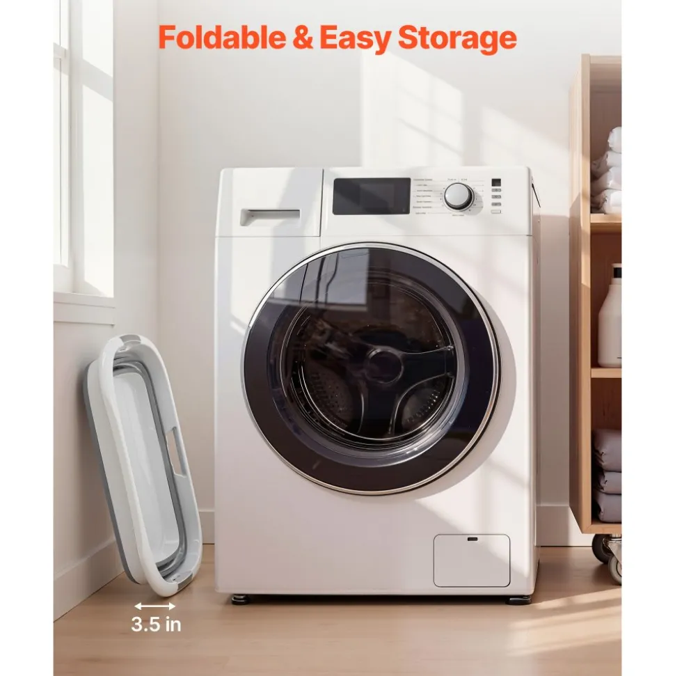 VEVOR Dog Bathtub, Collapsible Dog Bath Tub, Pet Bathing Grooming Wash Shower Station, Portable Space-saving & Stable Support, Built-In Drainage Hole for Small Pet Puppy Doggie Cat Outdoor, Gray White