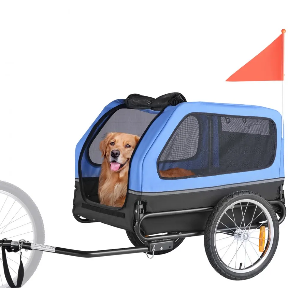 VEVOR Dog Bike Trailer, Supports up to 88 lbs, Pet Cart Bicycle Carrier for Small & Large Dogs, Easy Folding Frame with Quick Release Wheel, Universal Bicycle Coupler, Reflector, Flag, Internal Leash