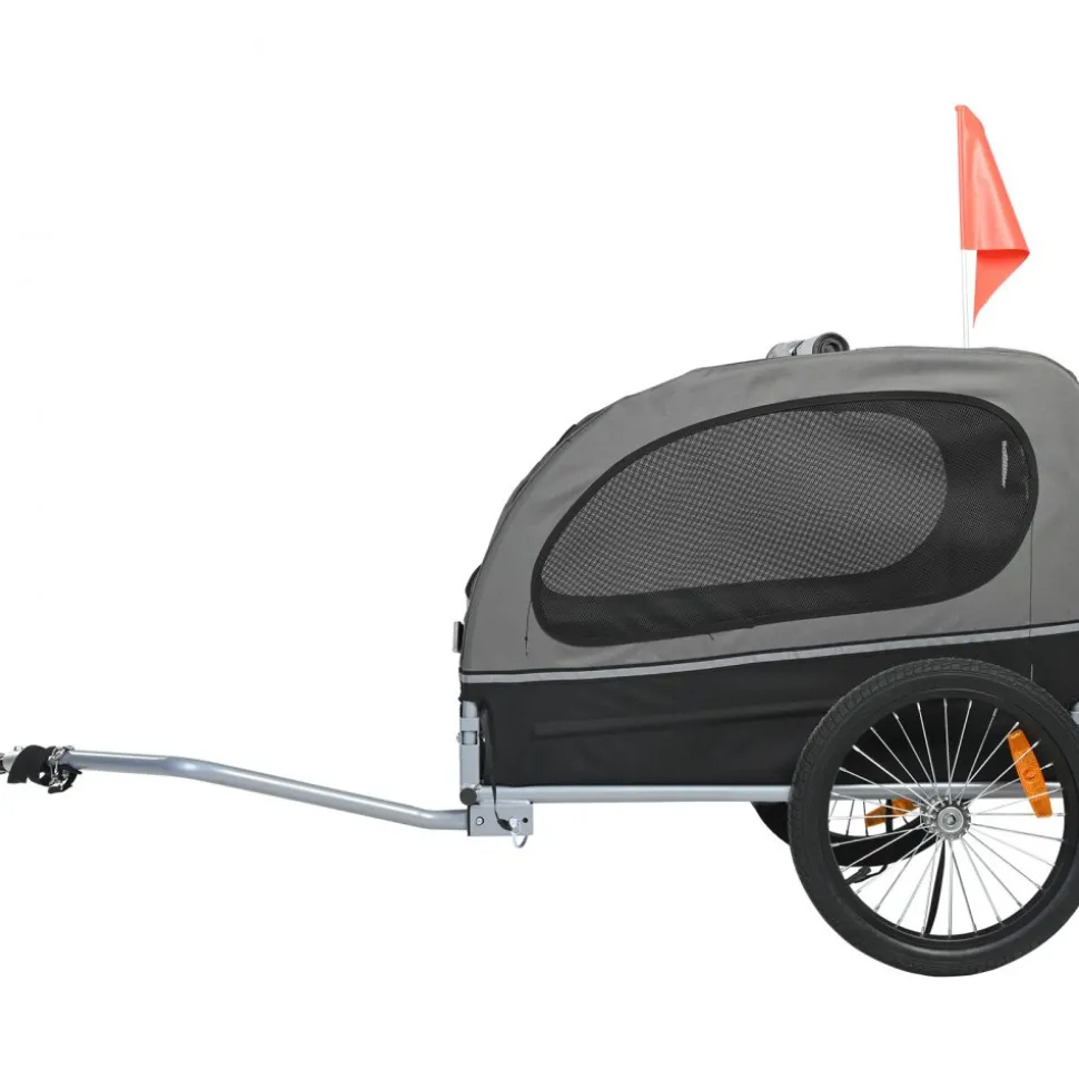 VEVOR Dog Bike Trailer, Supports up to 88 lbs, Pet Cart Bicycle Carrier, Easy Folding Frame with Quick Release Wheels, Universal Bicycle Coupler, Reflectors, Flag, Collapsible to Store, Black/Gray