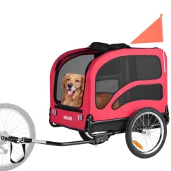 VEVOR Dog Bike Trailer, Supports up to 100 lbs, Pet Cart Bicycle Carrier for Small & Large Dogs, Easy Folding Frame with Quick Release Wheel, Universal Bicycle Coupler, Reflector, Flag, Internal Leash