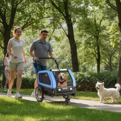 VEVOR Dog Bike Trailer, Supports up to 88 lbs, 2-in-1 Pet Stroller Cart Bicycle Carrier for Small & Large Dogs, Easy Folding Frame with Quick Release Wheel, Universal Bicycle Coupler, Internal Leash