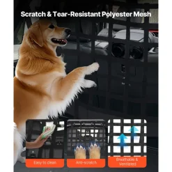 VEVOR Dog Car Barrier, Mesh Cargo Pet Net for Jeep Wrangler JK 2007-2017 JL 20018-2024, Vehicle Pet Barrier Fits Behind Rear Seat Cargo Area, Scratch and Tear-Resistant Polyester Mesh, Easy to Install