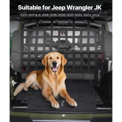 VEVOR Dog Car Barrier, Mesh Cargo Pet Net for Jeep Wrangler JK 2007-2017 JL 20018-2024, Vehicle Pet Barrier Fits Behind Rear Seat Cargo Area, Scratch and Tear-Resistant Polyester Mesh, Easy to Install