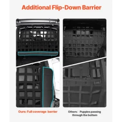 VEVOR Dog Car Barrier, Mesh Cargo Pet Net for Jeep Wrangler JK 2007-2017 JL 20018-2024, Vehicle Pet Barrier Fits Behind Rear Seat Cargo Area, Scratch and Tear-Resistant Polyester Mesh, Easy to Install