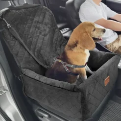 VEVOR Dog Car Seat, Dog Booster Seat for Car with A Storage Pocket, Pet Car Seat with Clip-On Safety Leash, Sponge Filling, Dog Car Bed for Medium & Large Dog up to 55 lbs, Gray