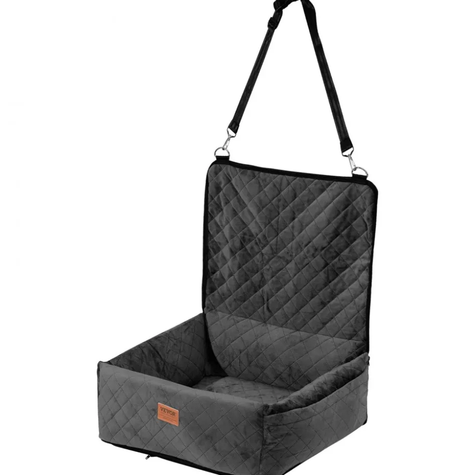 VEVOR Dog Car Seat, Dog Booster Seat for Car with A Storage Pocket, Clip-On Safety Leash, Sponge and PP Cotton Filling, Dog Car Bed for Small & Medium Dog up to 40lbs, Black