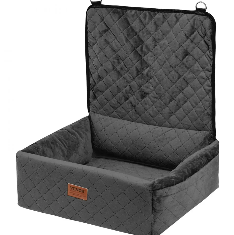 VEVOR Dog Car Seat, Dog Booster Seat for Car with A Storage Pocket, Clip-On Safety Leash, Sponge and PP Cotton Filling, Dog Car Bed for Small & Medium Dog up to 40lbs, Black