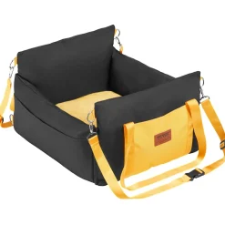 VEVOR Dog Car Seat, Waterproof Dog Booster Seat for Car with Side Handles and A Storage Pocket, Clip-On Safety Leash and PP Cotton Filling, Dog Car Bed for Small Dog up to 25lbs, Black