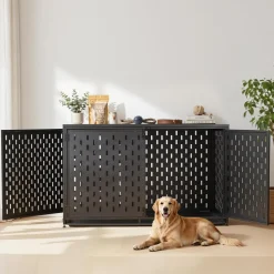 VEVOR Dog Crate Furniture, 48 Inch Heavy Duty Dog Kennel Furniture Indoor for Large Dogs, Sturdy Steel Decorative Pet Cage House End Table with 3 Doors, Detachable Tray & Escape-Proof Locks, Black