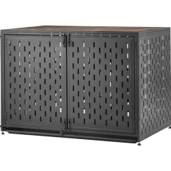VEVOR Dog Crate Furniture, 42 Inch Heavy Duty Dog Kennel Furniture Indoor for Small & Medium Dogs, Steel Decorative Pet Cage House End Table with 3 Doors, Detachable Tray & Escape-Proof Locks, Black