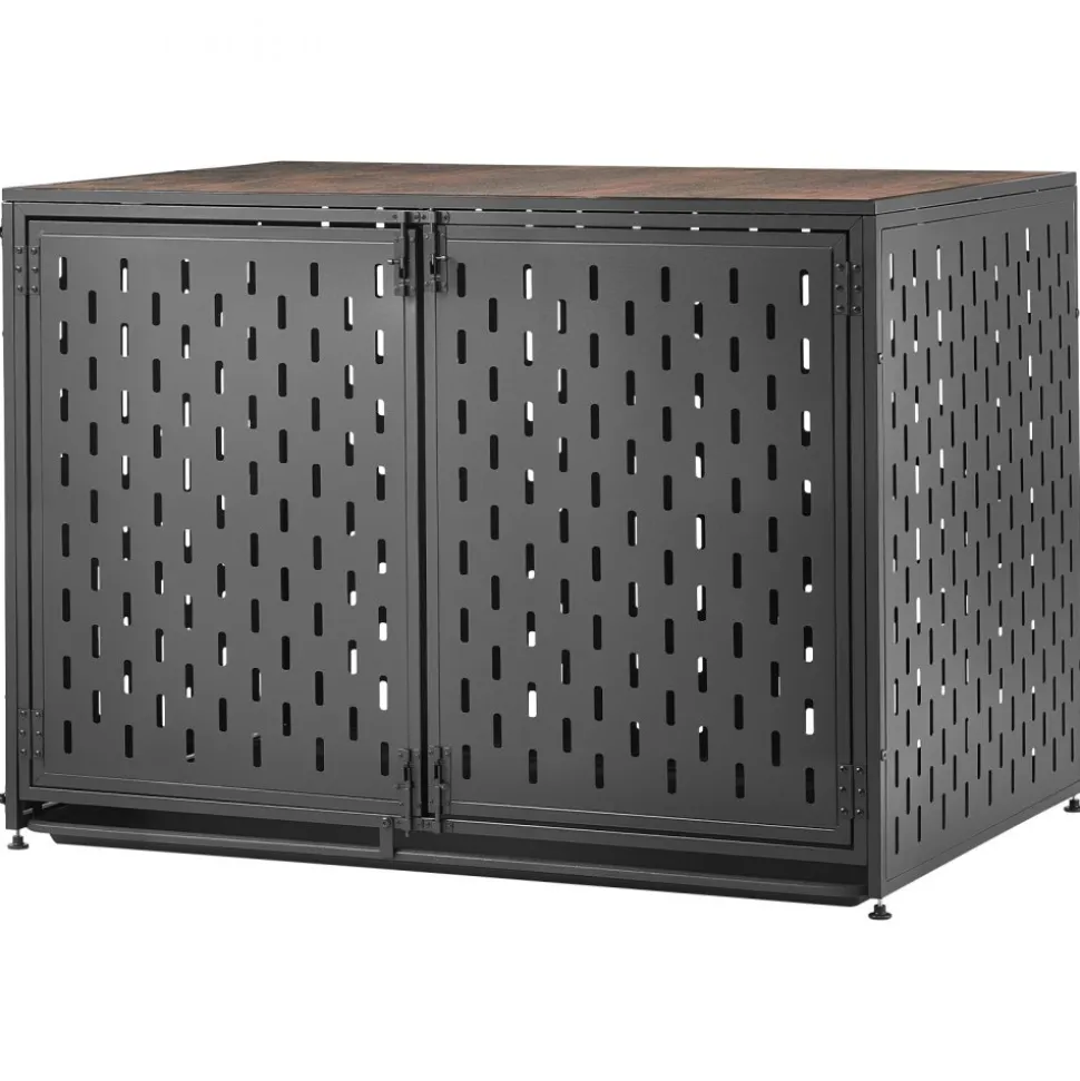 VEVOR Dog Crate Furniture, 42 Inch Heavy Duty Dog Kennel Furniture Indoor for Small & Medium Dogs, Steel Decorative Pet Cage House End Table with 3 Doors, Detachable Tray & Escape-Proof Locks, Black