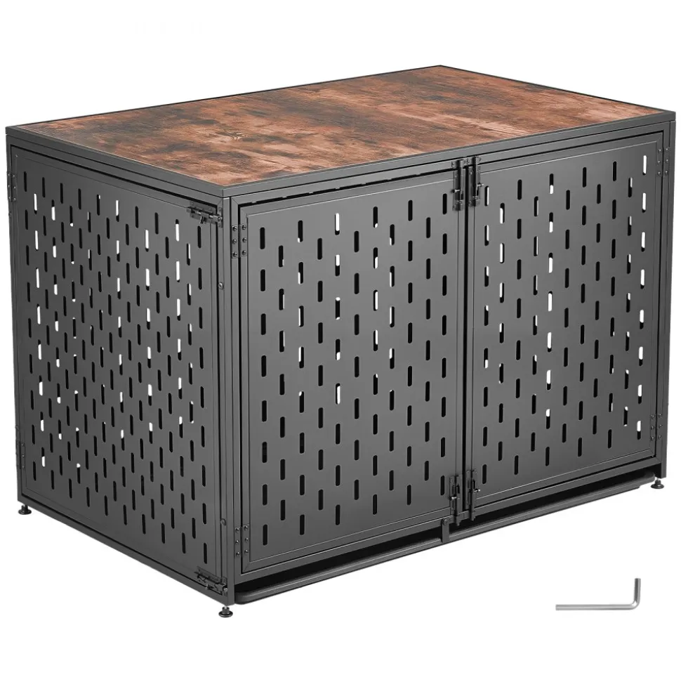 VEVOR Dog Crate Furniture, 42 Inch Heavy Duty Dog Kennel Furniture Indoor for Small & Medium Dogs, Steel Decorative Pet Cage House End Table with 3 Doors, Detachable Tray & Escape-Proof Locks, Black
