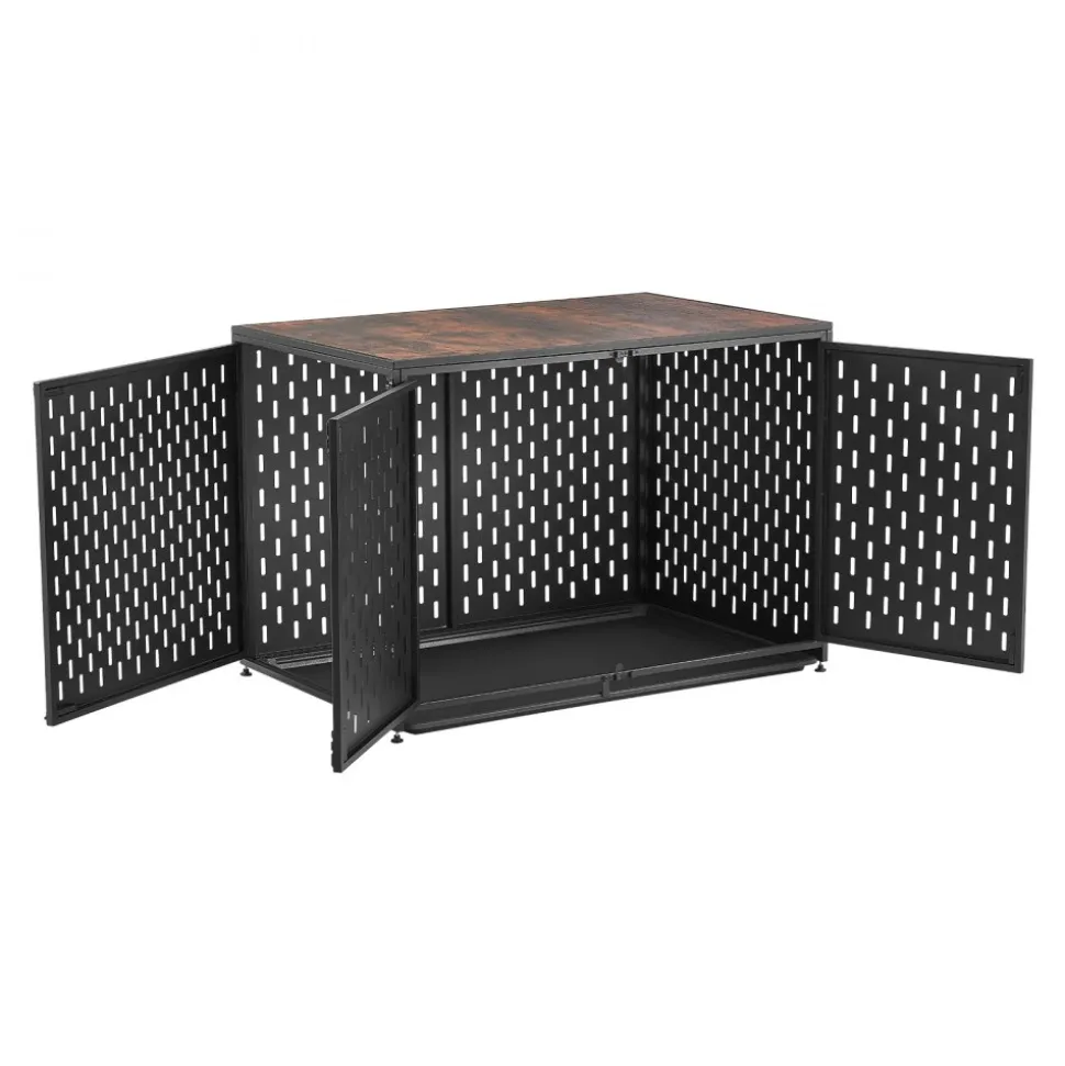 VEVOR Dog Crate Furniture, 42 Inch Heavy Duty Dog Kennel Furniture Indoor for Small & Medium Dogs, Steel Decorative Pet Cage House End Table with 3 Doors, Detachable Tray & Escape-Proof Locks, Black