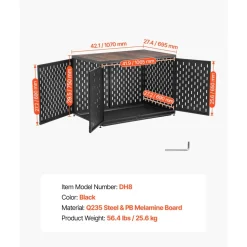 VEVOR Dog Crate Furniture, 42 Inch Heavy Duty Dog Kennel Furniture Indoor for Small & Medium Dogs, Steel Decorative Pet Cage House End Table with 3 Doors, Detachable Tray & Escape-Proof Locks, Black