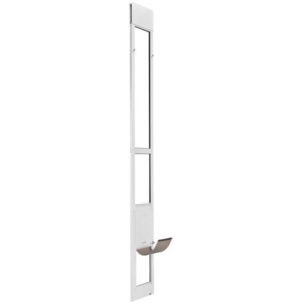 VEVOR Dog Door for Sliding Glass Door, 91 to 96 in Adjustable Height, Aluminum Alloy Frame with Metal Rotating Hinges, Lock Design, 8 1/4 x 12 1/4 in Flap, Sliding Glass Pet Door for Renters