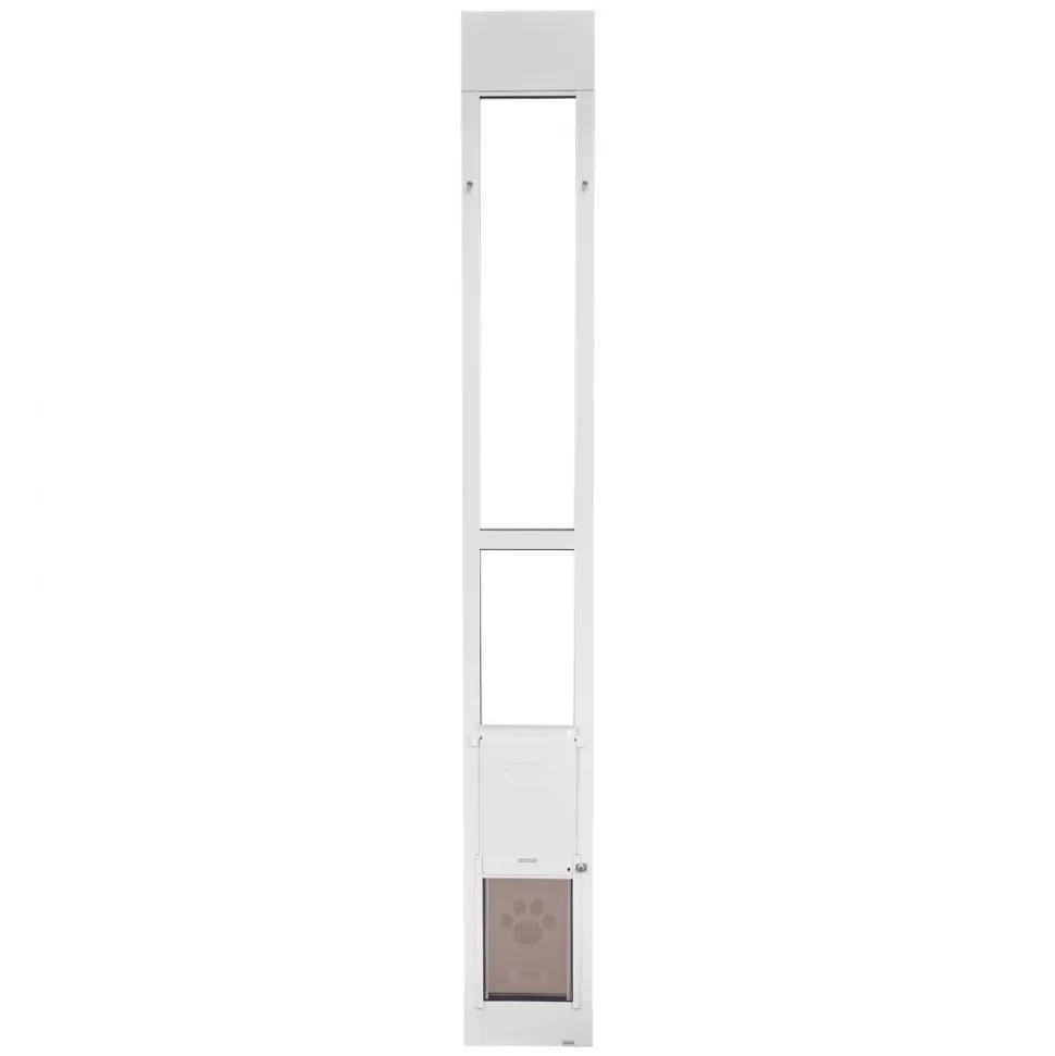 VEVOR Dog Door for Sliding Glass Door, 91 to 96 in Adjustable Height, Aluminum Alloy Frame with Metal Rotating Hinges, Lock Design, 8 1/4 x 12 1/4 in Flap, Sliding Glass Pet Door for Renters