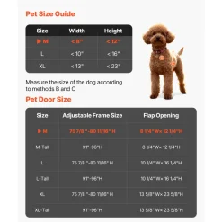 VEVOR Dog Door for Sliding Glass Door, 91 to 96 in Adjustable Height, Aluminum Alloy Frame with Metal Rotating Hinges, Lock Design, 8 1/4 x 12 1/4 in Flap, Sliding Glass Pet Door for Renters
