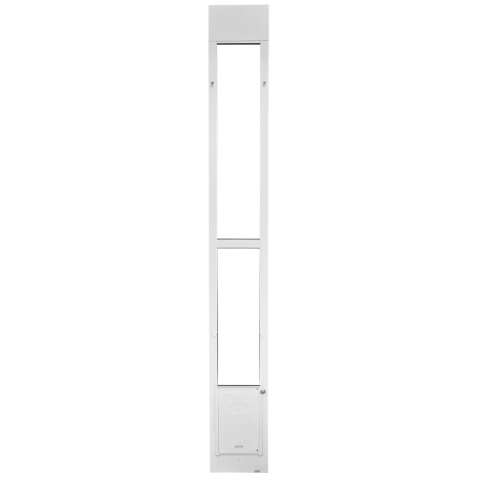 VEVOR Dog Door for Sliding Glass Door, 91 to 96 in Adjustable Height, Aluminum Alloy Frame with Metal Rotating Hinges, Lock Design, 8 1/4 x 12 1/4 in Flap, Sliding Glass Pet Door for Renters