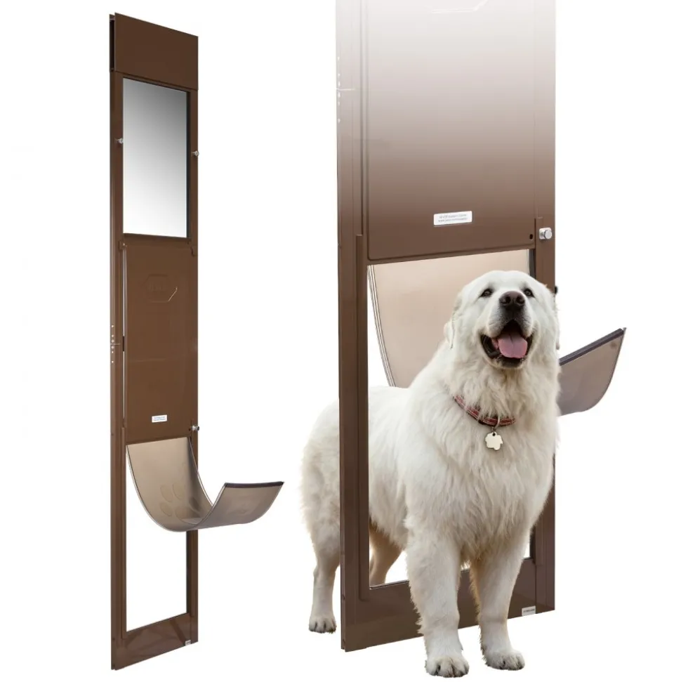 VEVOR Dog Door for Sliding Glass Door, 75 7/8 to 80 11/16 in Adjustable Height, Aluminum Alloy Frame with Rotating Hinges, Lock Design, 13 5/8 x 23 5/8 in Flap, Sliding Glass Pet Door for Renters