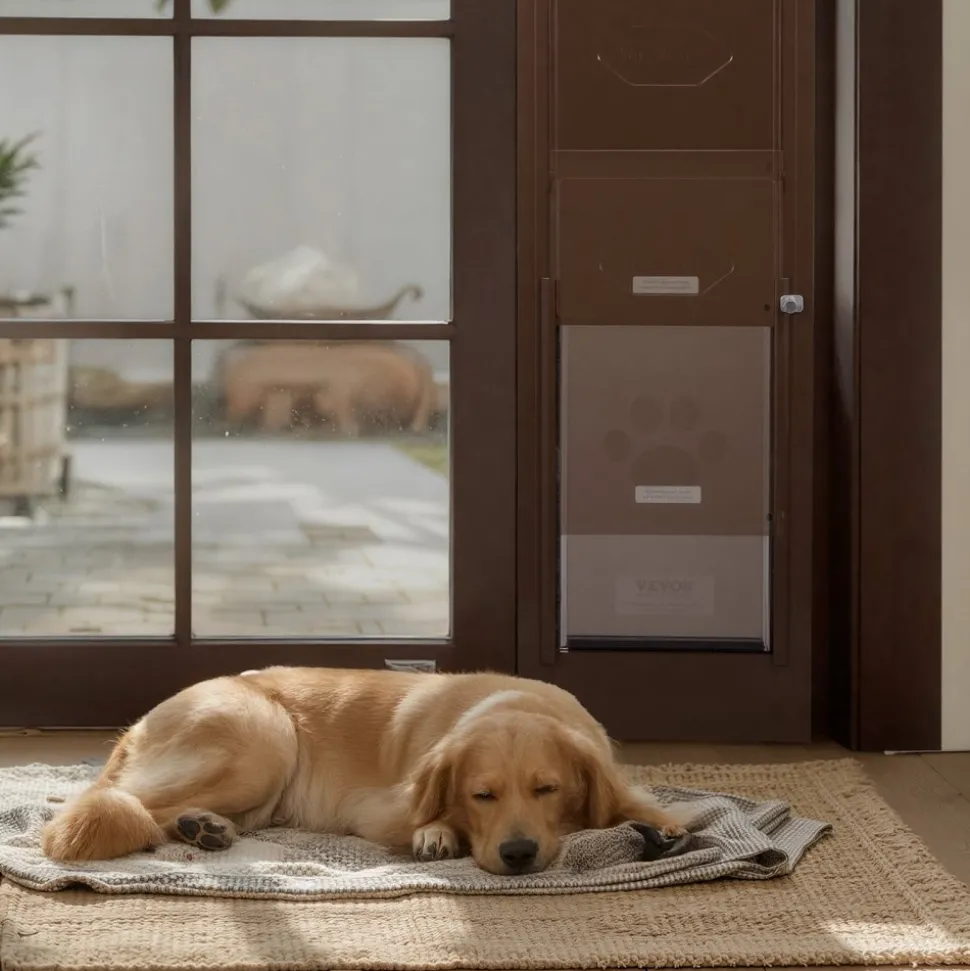 VEVOR Dog Door for Sliding Glass Door, 75 7/8 to 80 11/16 in Adjustable Height, Aluminum Alloy Frame with Rotating Hinges, Lock Design, 13 5/8 x 23 5/8 in Flap, Sliding Glass Pet Door for Renters