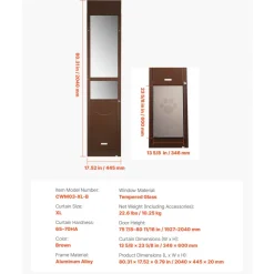 VEVOR Dog Door for Sliding Glass Door, 75 7/8 to 80 11/16 in Adjustable Height, Aluminum Alloy Frame with Rotating Hinges, Lock Design, 13 5/8 x 23 5/8 in Flap, Sliding Glass Pet Door for Renters