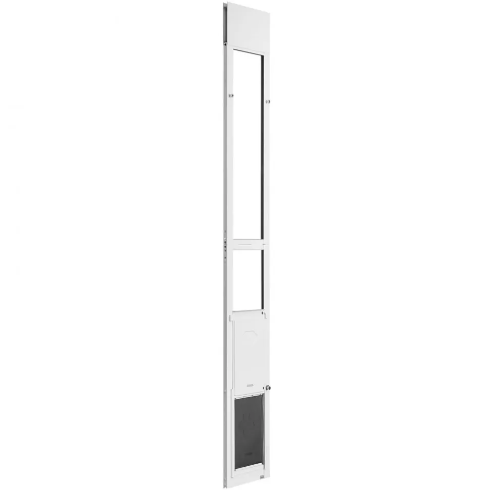 VEVOR Dog Door for Sliding Glass Door, 75 7/8" to 80 11/16" Adjustable Height, Aluminum Alloy Frame with Flap, Rotating Hinge, Lock Design, for Medium-Sized Dogs, Sliding Glass Pet Doors for Renters