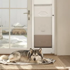 VEVOR Dog Door for Sliding Glass Door, 91 to 96 in Adjustable Height, Aluminum Alloy Frame with Metal Rotating Hinges, Lock Design, 13 5/8 x 23 5/8 in Flap, Sliding Glass Pet Door for Renters