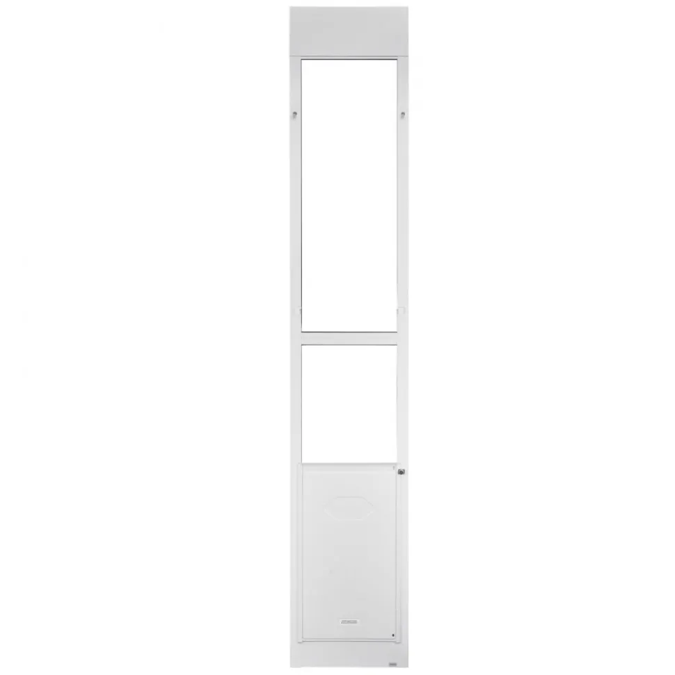VEVOR Dog Door for Sliding Glass Door, 91 to 96 in Adjustable Height, Aluminum Alloy Frame with Metal Rotating Hinges, Lock Design, 13 5/8 x 23 5/8 in Flap, Sliding Glass Pet Door for Renters