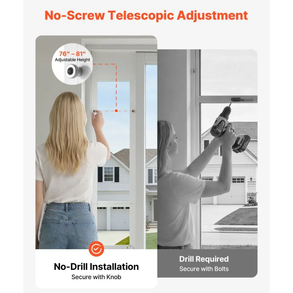 VEVOR Dog Door for Sliding Glass Door, 75 7/8" to 80 11/16" Adjustable Height, Aluminum Alloy Frame with Flap and Rotating Hinge, Lock Design, for Large-Sized Dogs, Sliding Glass Pet Doors for Renters