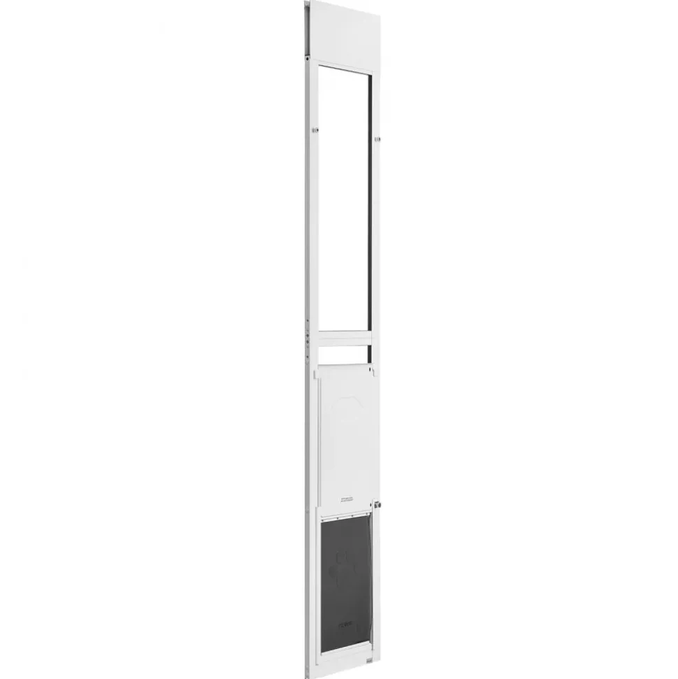 VEVOR Dog Door for Sliding Glass Door, 75 7/8" to 80 11/16" Adjustable Height, Aluminum Alloy Frame with Flap and Rotating Hinge, Lock Design, for Large-Sized Dogs, Sliding Glass Pet Doors for Renters
