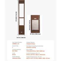 VEVOR Dog Door for Sliding Glass Door, 75 7/8 to 80 11/16 in Adjustable Height, Aluminum Alloy Frame with Rotating Hinges, Lock Design, 10 1/4 x 16 1/4 in Flap, Sliding Glass Pet Door for Renters