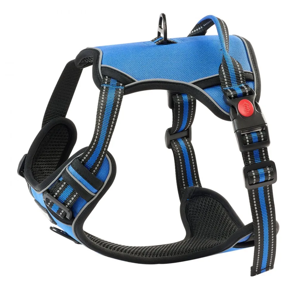 VEVOR Dog Harness for Large Dogs, No Pull Adjustable Dog Vest Pet Harness, with 5ft Leash, Handle, Metal Rings, Buckles, Reflective Stitching 600D Oxford Fabric, for Training, Walking, and Hiking