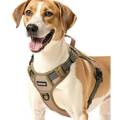 VEVOR Dog Harness for Large Dogs, No Pull Tactical Dog Harness Adjustable Pet Vest, with Handle, Metal Rings, Buckles, Reflective Stitching Nylon Oxford Fabric, for Training, Walking, and Hiking