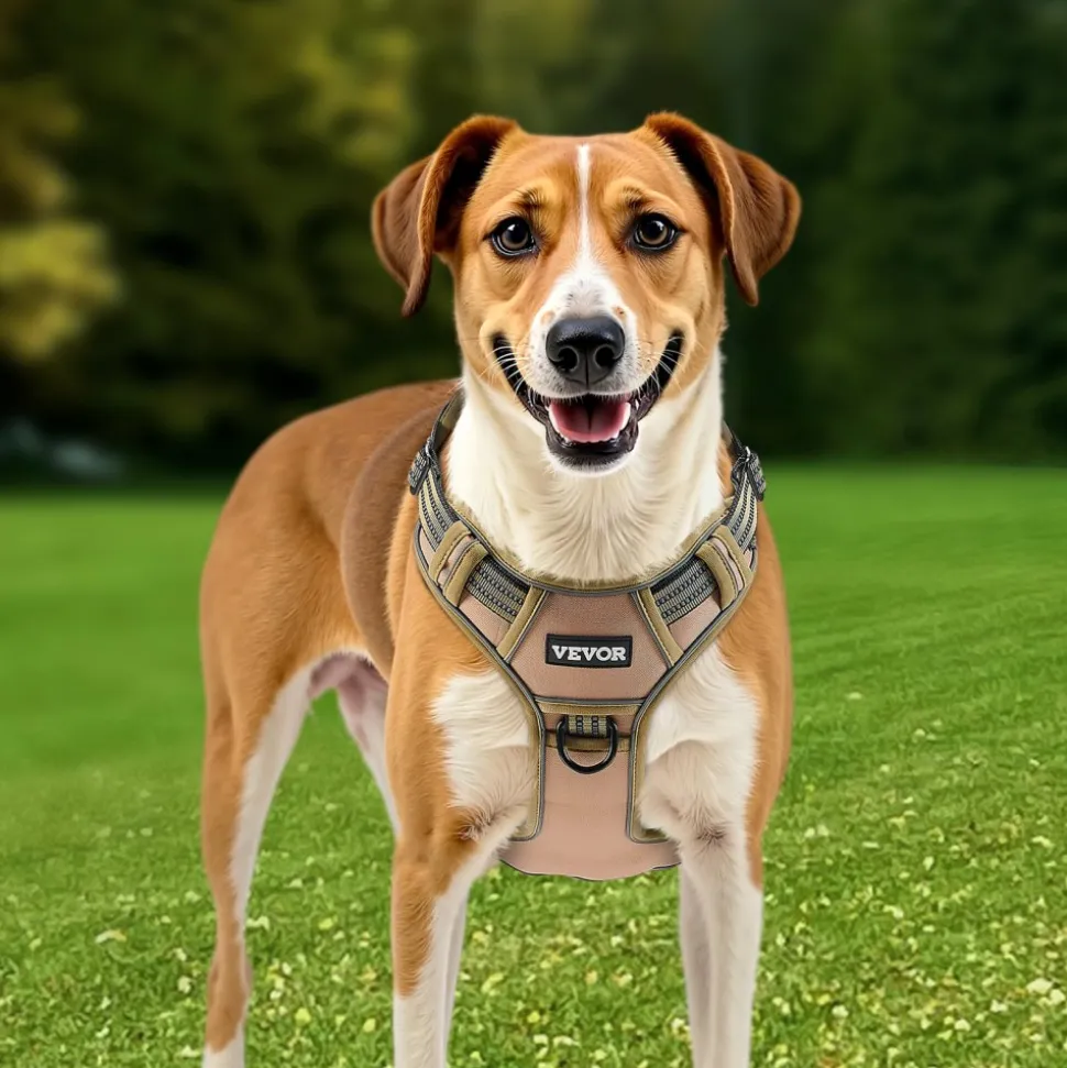 VEVOR Dog Harness for Large Dogs, No Pull Tactical Dog Harness Adjustable Pet Vest, with Handle, Metal Rings, Buckles, Reflective Stitching Nylon Oxford Fabric, for Training, Walking, and Hiking