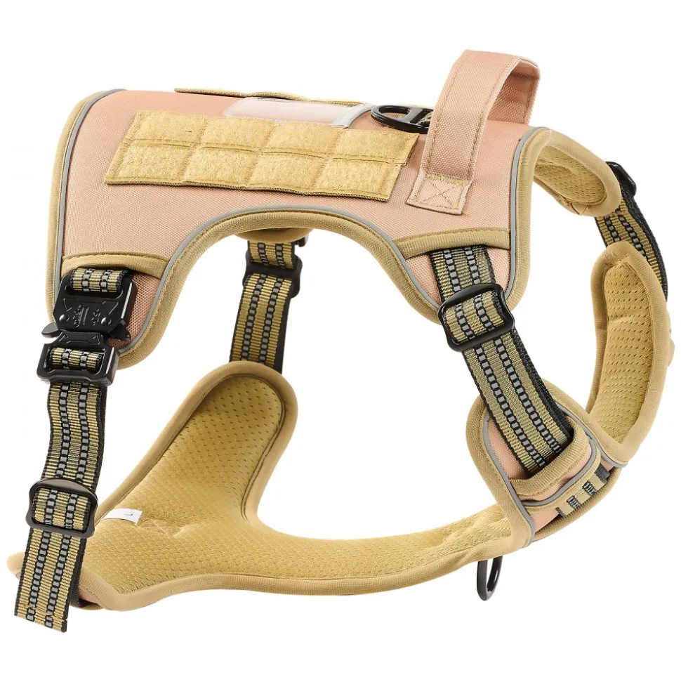 VEVOR Dog Harness for Large Dogs, No Pull Tactical Dog Harness Adjustable Pet Vest, with Handle, Metal Rings, Buckles, Reflective Stitching Nylon Oxford Fabric, for Training, Walking, and Hiking