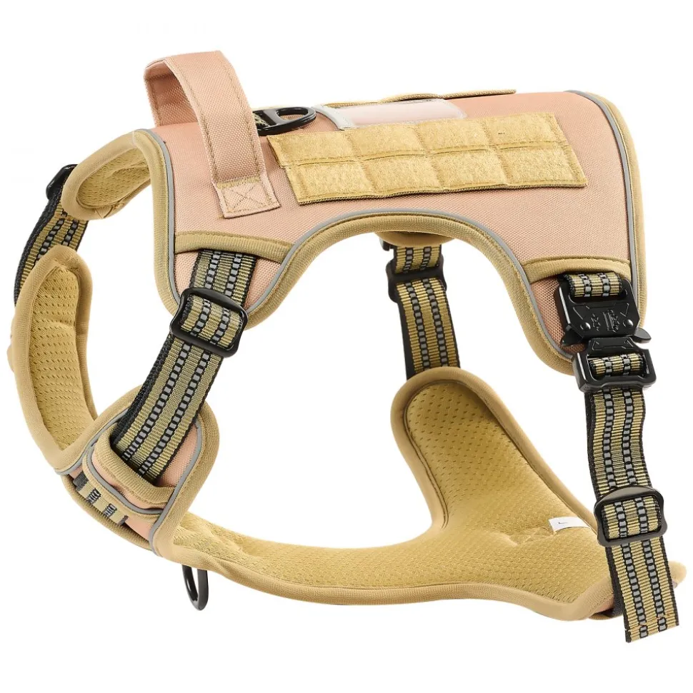 VEVOR Dog Harness for Large Dogs, No Pull Tactical Dog Harness Adjustable Pet Vest, with Handle, Metal Rings, Buckles, Reflective Stitching Nylon Oxford Fabric, for Training, Walking, and Hiking