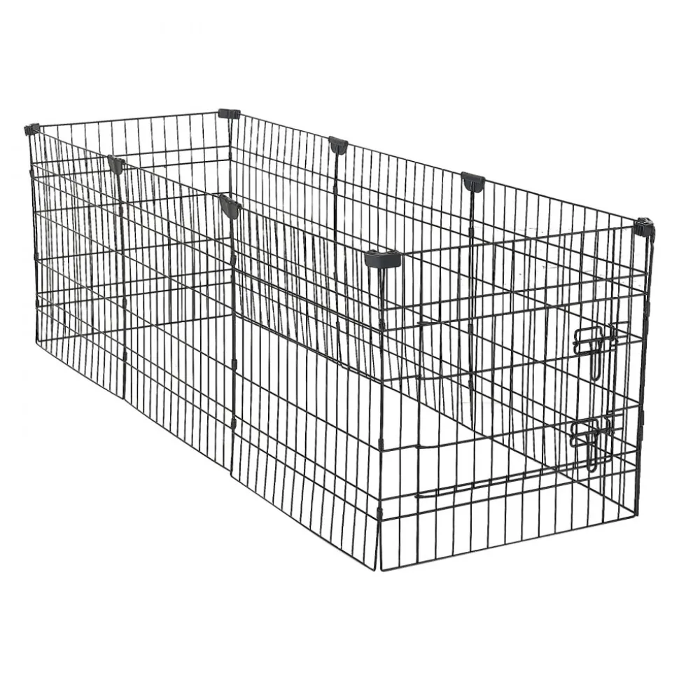 VEVOR Dog Playpen 24 Inch 8 Panels Exercise Pen with Top Cover & Bottom Pad, Indoor Foldable Metal Pet Fence with Door, Heavy Duty Puppy Crate Kennel Pen for Dogs, Cats, and Other Small Animals, Black