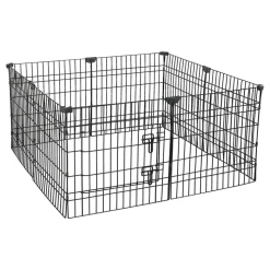 VEVOR Dog Playpen 24 Inch 8 Panels Exercise Pen with Top Cover & Bottom Pad, Indoor Foldable Metal Pet Fence with Door, Heavy Duty Puppy Crate Kennel Pen for Dogs, Cats, and Other Small Animals, Black