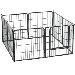 VEVOR Dog Playpen 24 Inch 8 Panels Foldable Metal Exercise Pen Pet Fence, Indoor/Outdoor Heavy Duty Puppy Crate Kennel with Door for Dogs, Cats or Small Animals, Portable for RV Camping, Yard, Black