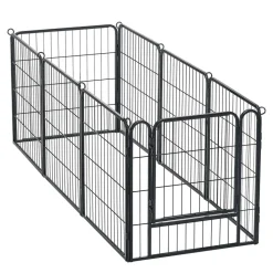 VEVOR Dog Playpen 24 Inch 8 Panels Foldable Metal Exercise Pen Pet Fence, Indoor/Outdoor Heavy Duty Puppy Crate Kennel with Door for Dogs, Cats or Small Animals, Portable for RV Camping, Yard, Black
