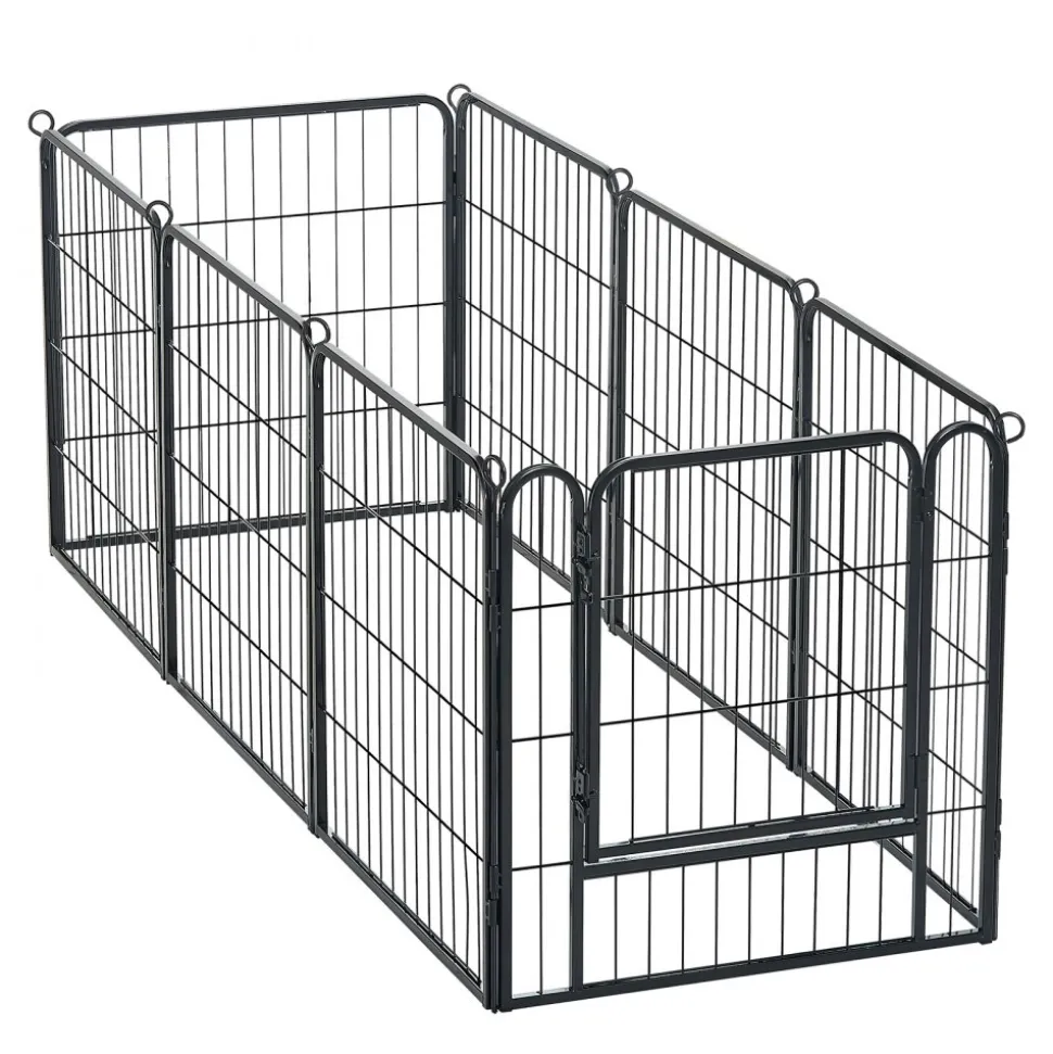 VEVOR Dog Playpen 24 Inch 8 Panels Foldable Metal Exercise Pen Pet Fence, Indoor/Outdoor Heavy Duty Puppy Crate Kennel with Door for Dogs, Cats or Small Animals, Portable for RV Camping, Yard, Black