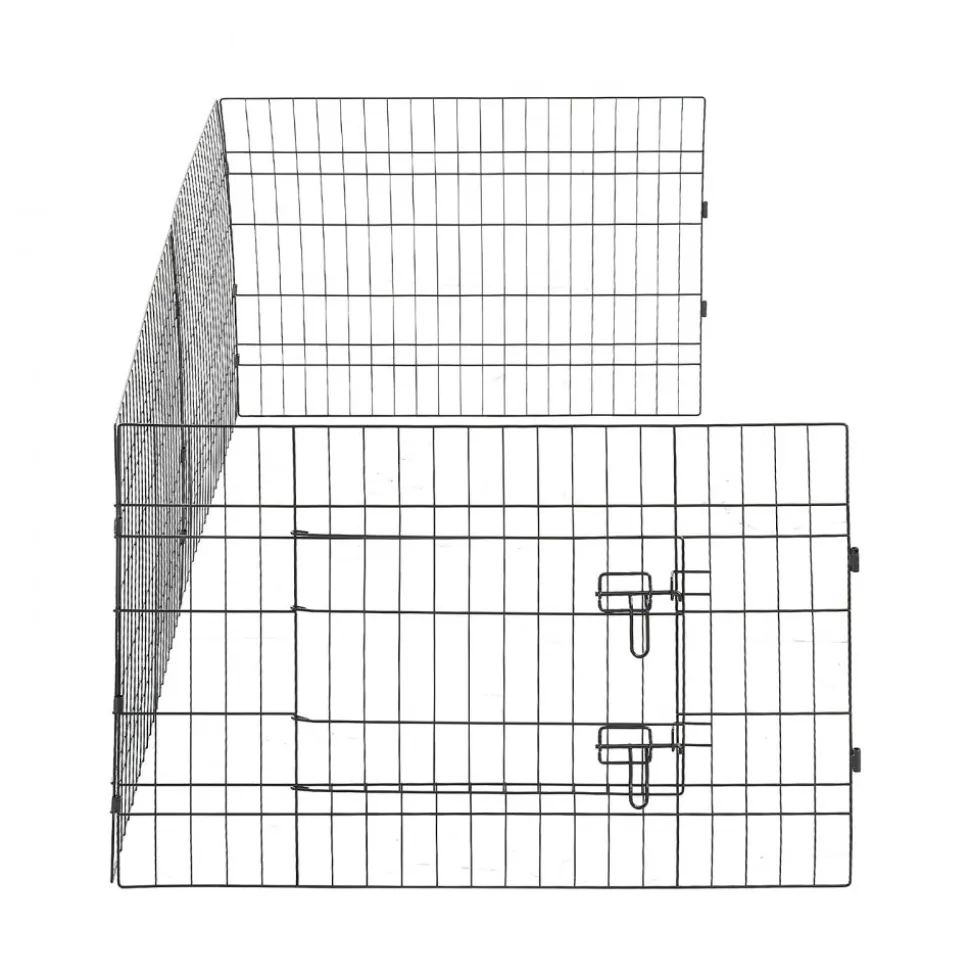 VEVOR Dog Playpen 24 Inch 4 Panels Exercise Pen with Top Cover & Bottom Pad, Indoor Foldable Metal Pet Fence with Door, Heavy Duty Puppy Crate Kennel Pen for Dogs, Cats, and Other Small Animals, Black