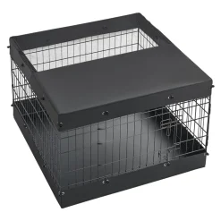 VEVOR Dog Playpen 24 Inch 4 Panels Exercise Pen with Top Cover & Bottom Pad, Indoor Foldable Metal Pet Fence with Door, Heavy Duty Puppy Crate Kennel Pen for Dogs, Cats, and Other Small Animals, Black