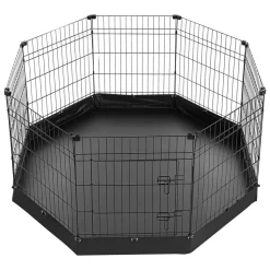 VEVOR Dog Playpen 30 Inch 8 Panels Foldable Exercise Pen with Bottom Pad, Indoor Metal Pet Fence with Door, Heavy Duty Puppy Crate Kennel, Pet Playpen for Dogs, Cats, and Other Small Animals, Black