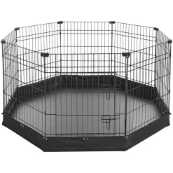 VEVOR Dog Playpen 30 Inch 8 Panels Foldable Exercise Pen with Bottom Pad, Indoor Metal Pet Fence with Door, Heavy Duty Puppy Crate Kennel, Pet Playpen for Dogs, Cats, and Other Small Animals, Black