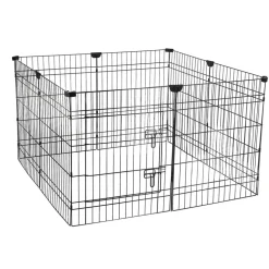 VEVOR Dog Playpen 30 Inch 8 Panels Foldable Exercise Pen with Bottom Pad, Indoor Metal Pet Fence with Door, Heavy Duty Puppy Crate Kennel, Pet Playpen for Dogs, Cats, and Other Small Animals, Black