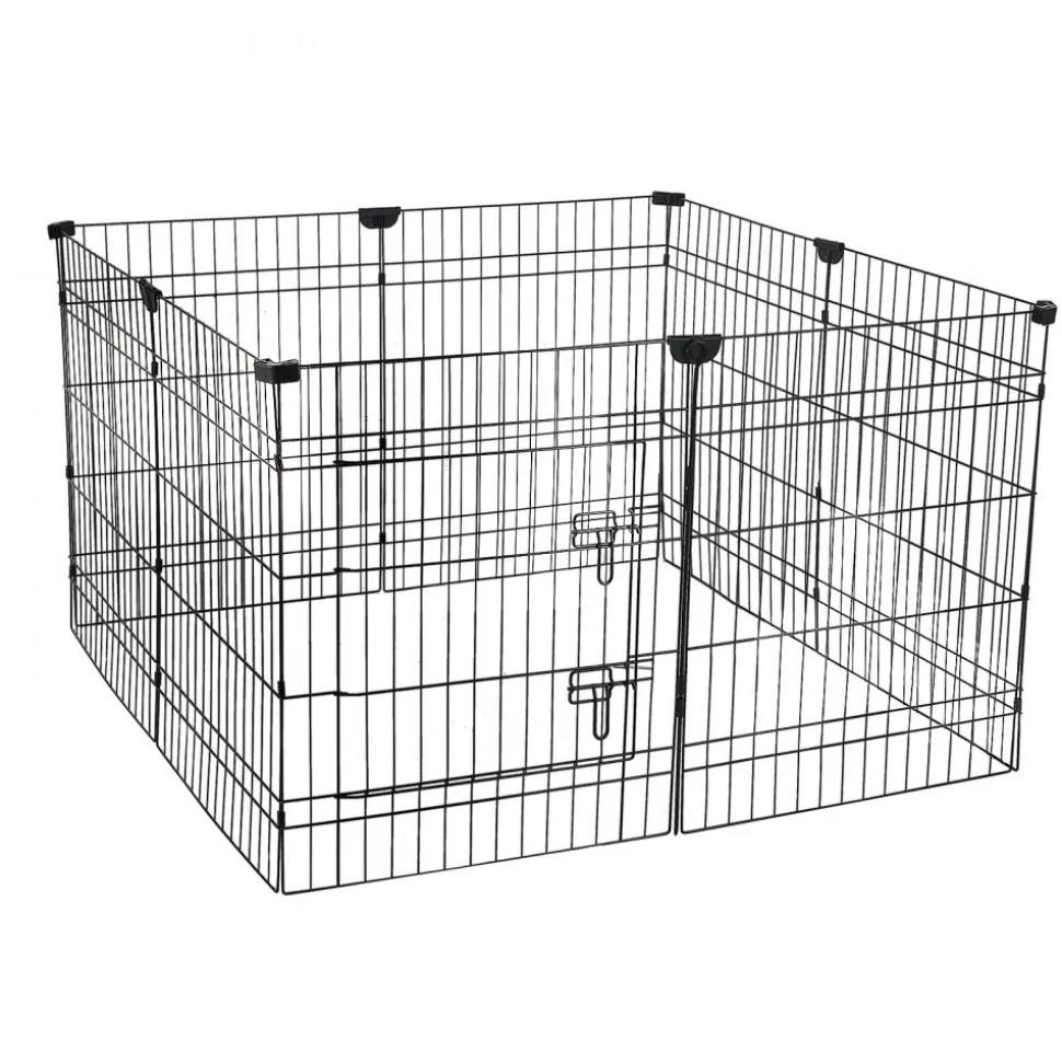 VEVOR Dog Playpen 30 Inch 8 Panels Foldable Exercise Pen with Bottom Pad, Indoor Metal Pet Fence with Door, Heavy Duty Puppy Crate Kennel, Pet Playpen for Dogs, Cats, and Other Small Animals, Black